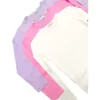 تیشرت بافتنی دخترانه سهتایی با آستینهای بلند برای استفاده روزمره، مدرسه و ورزش به رنگهای کرم، صورتی و بنفش برند atölye kids - 175949261