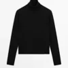 ژاکت پشمی یقه دیپ برند Massimo Dutti - 969501707