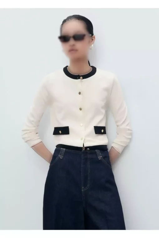 هیبگی کنترست کتان برند MANGO - 958269600