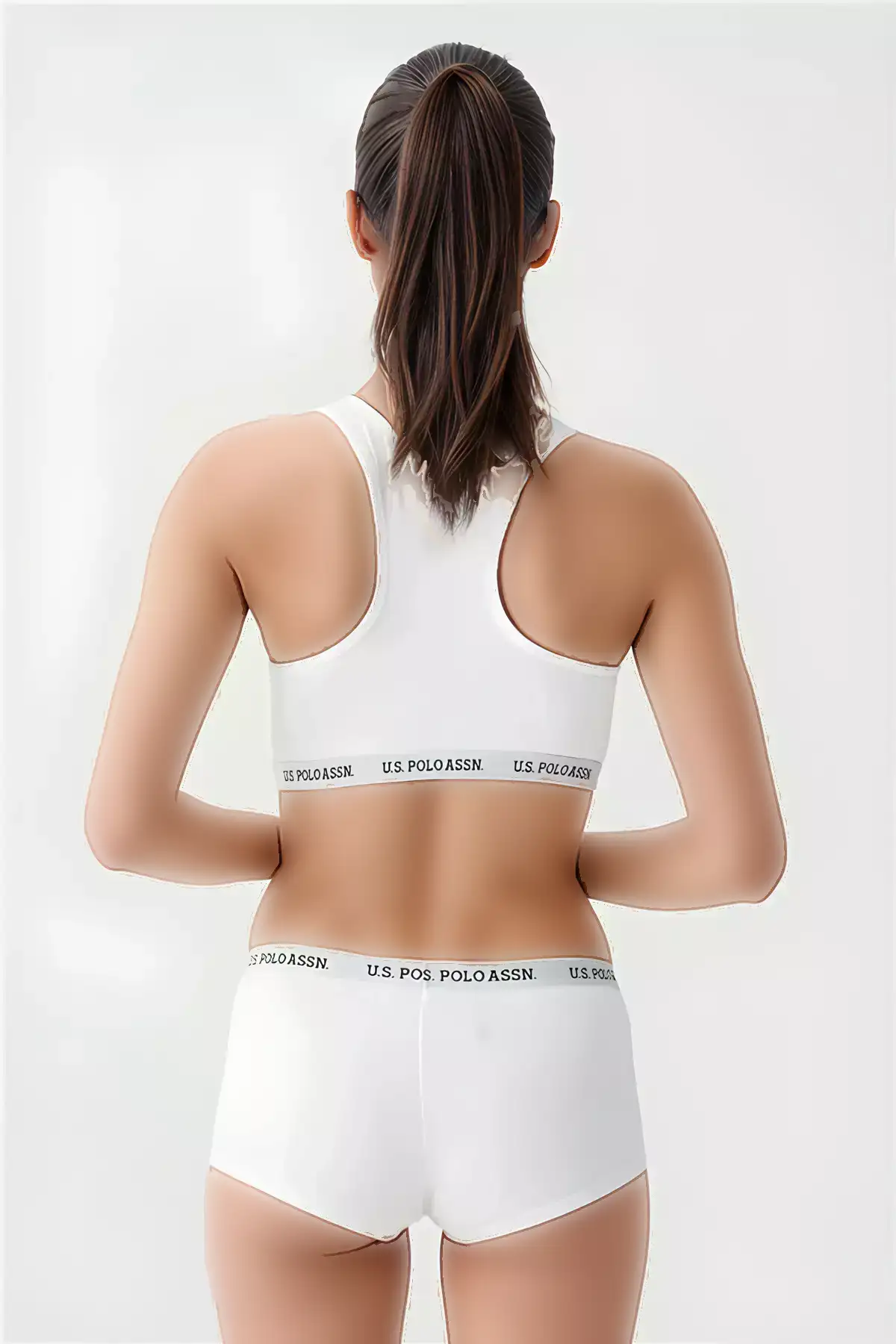ست نیم تنه ورزشی و شورت زنانه - رنگ سفید، ست راحت و پنبهای برند U.S. Polo Assn. - 960104911