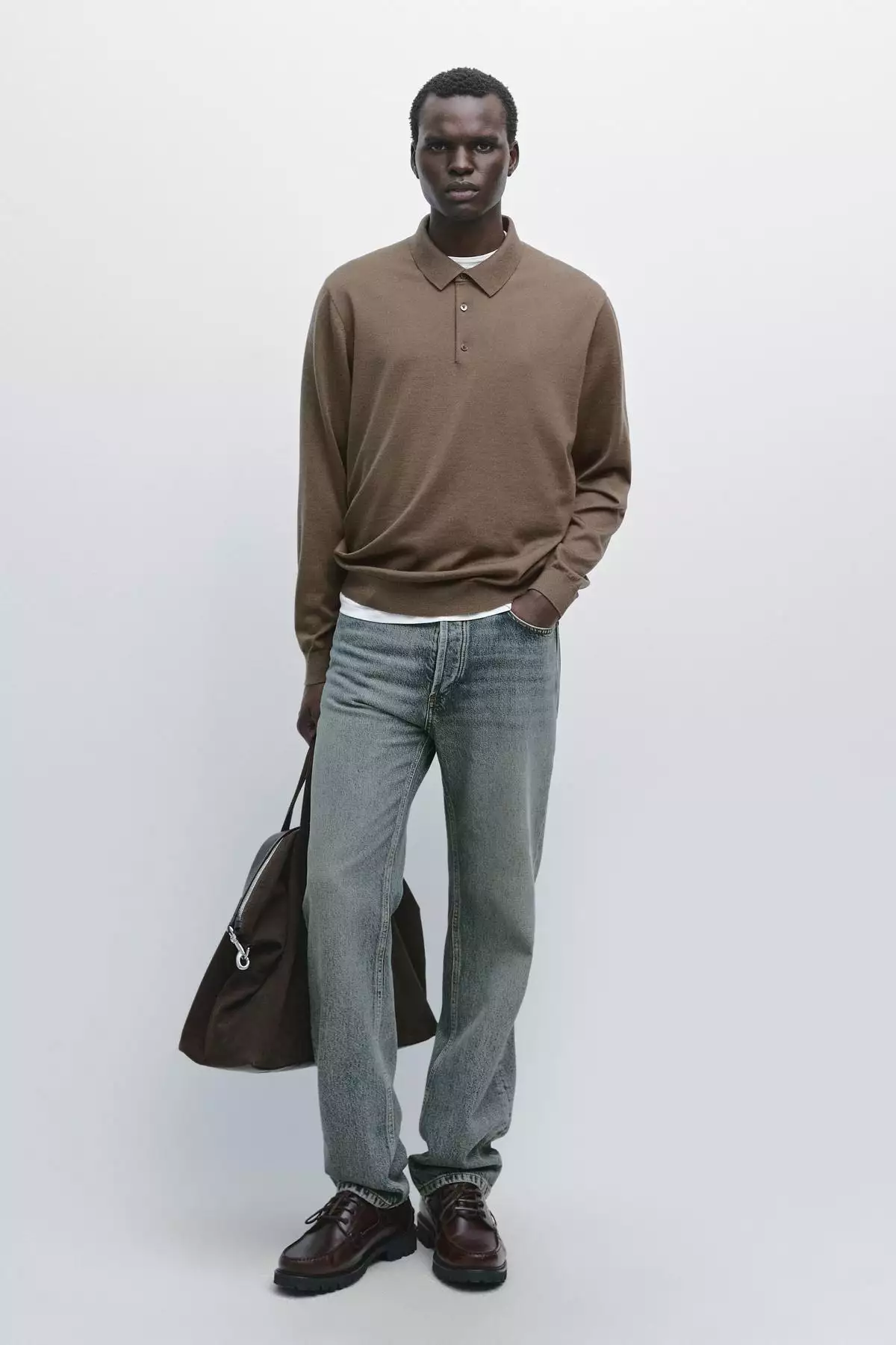 پولوشرت گردنباز بافت پشمی صد در صد مییرنوس برند Massimo Dutti - 975139972