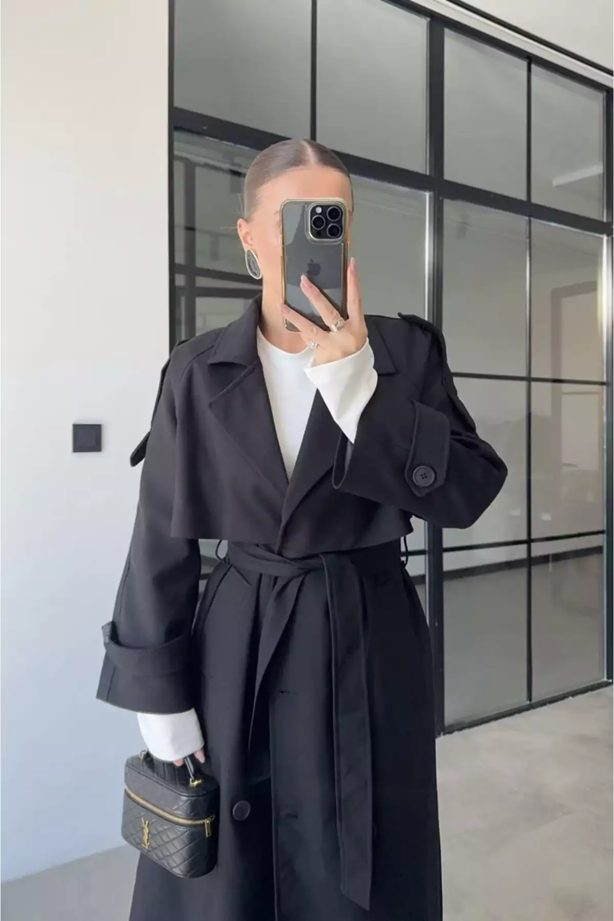 ترنچ کت ماکسیم زنانه با کمر بند و یقه دار با آستین بلند برند Moderk - 1003653668