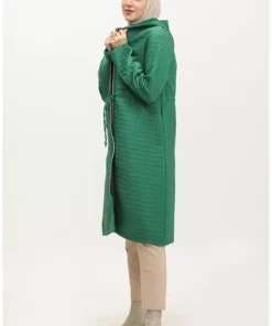 کاپشن کلاهدار با کمر کشی 0314-02 سبز برند sefamerve - 833446107