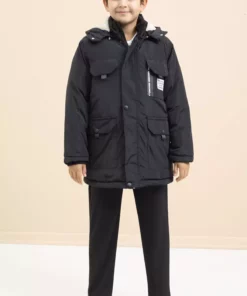 کت بالابند مشکی با جیب سینه و آستر پشمی برای پسران 21475 برند Cansın Mini - 985276755