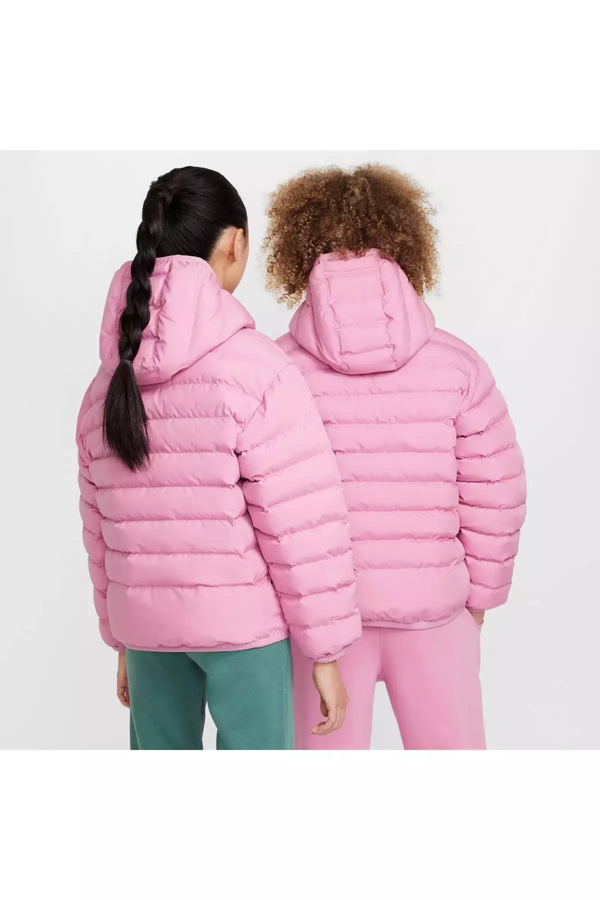 عطر ورزشی سبک با پر مصنوعی، مانتوی زمستانی دخترانه صورتی برند Nike - 991255263