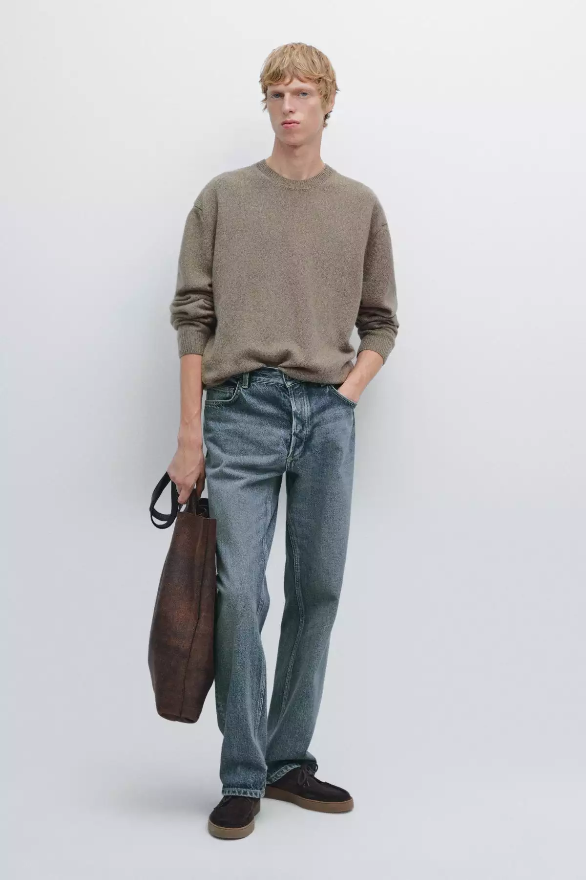 کت های کشباف با یقه گرد و طرح ملانژ برند Massimo Dutti - 991334061