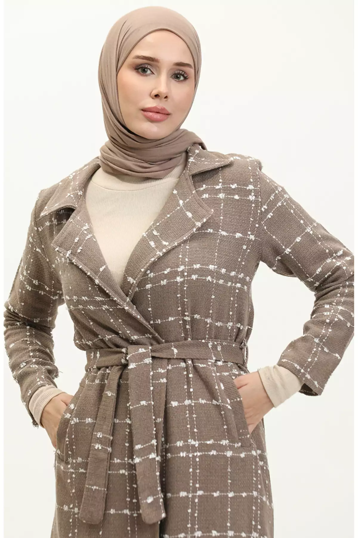 کاپ تیووت با کمربند 5507-02 رنگ ویزون برند sefamerve - 833441323