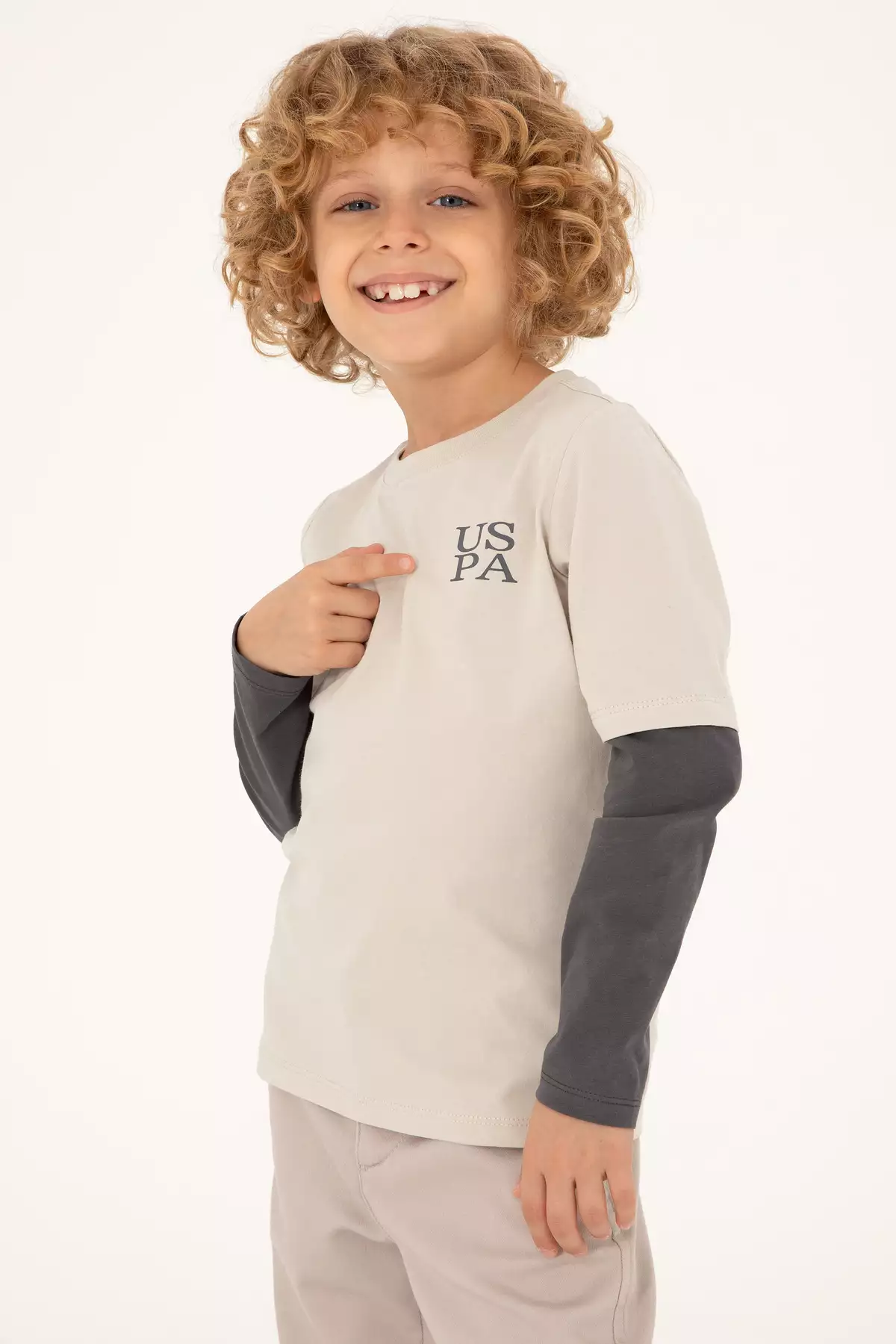 تیشرت ساده آستین بلند پسرانه 50295551-VR049 برند U.S. Polo Assn. - 875660478