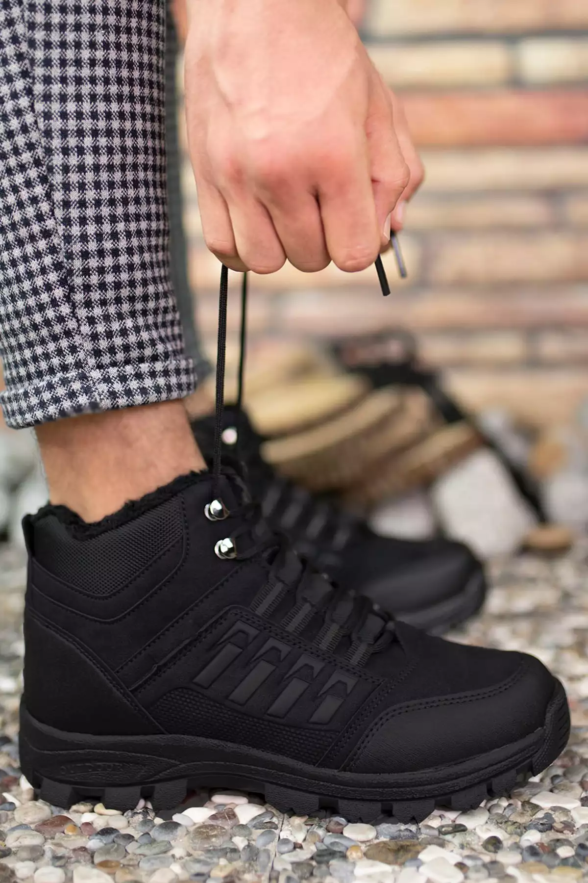 بوت مشکی داخل پشمی زنانه و مردانه 0012x6 برند Riccon - 47753289