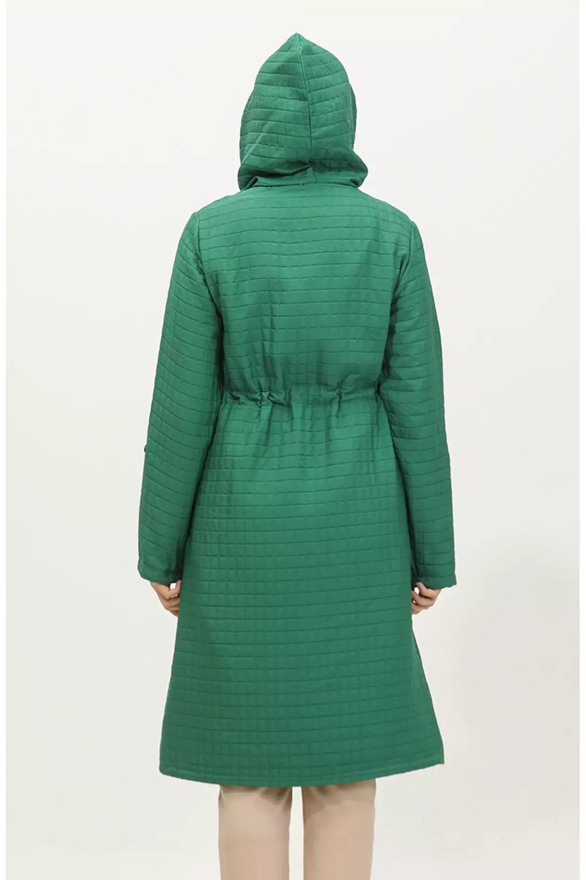 کاپشن کلاهدار با کمر کشی 0314-02 سبز برند sefamerve - 833446107