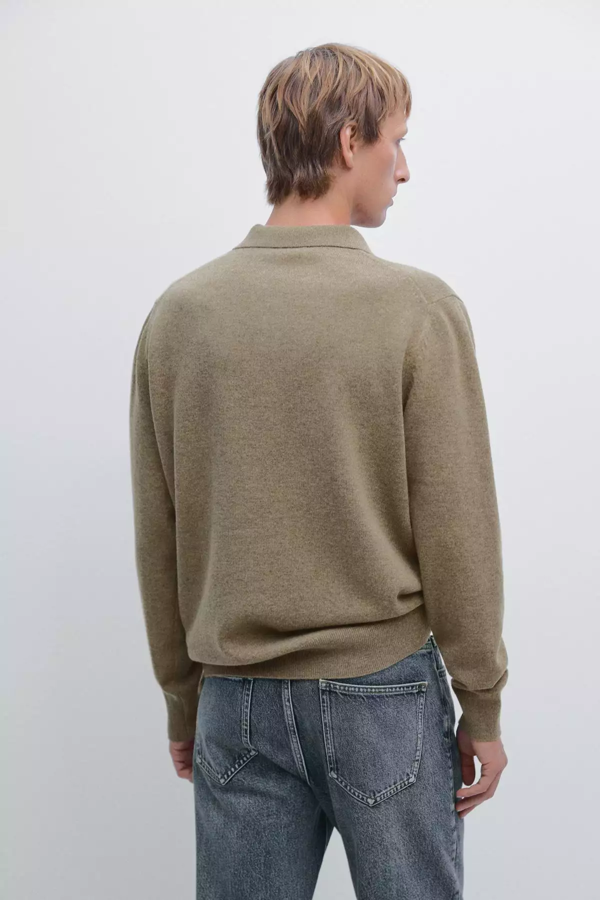 پولوشرت با یقه ایستاده و ترکیب پشم یاتون برند Massimo Dutti - 984774169