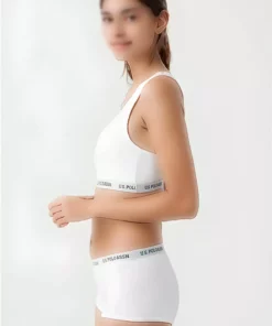 ست نیم تنه ورزشی و شورت زنانه - رنگ سفید، ست راحت و پنبهای برند U.S. Polo Assn. - 960104911