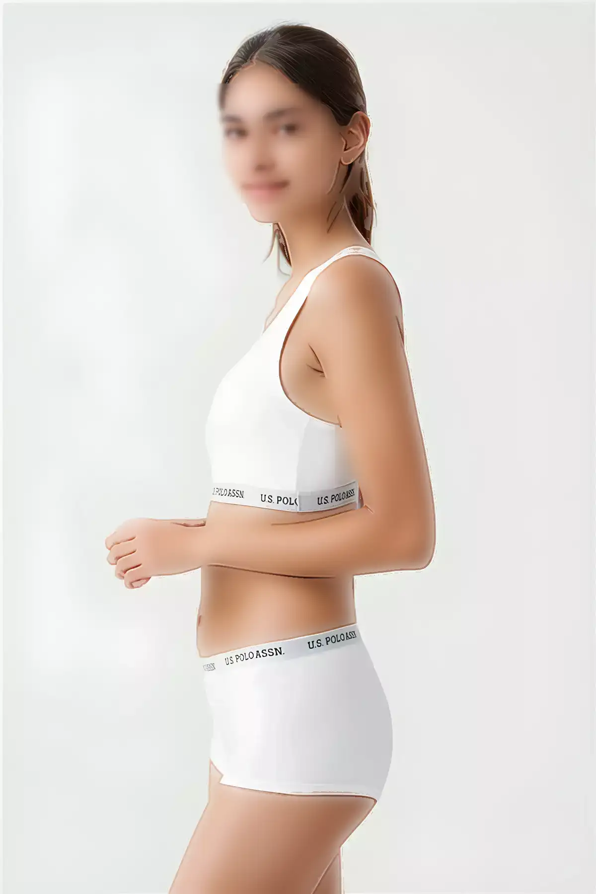 ست نیم تنه ورزشی و شورت زنانه - رنگ سفید، ست راحت و پنبهای برند U.S. Polo Assn. - 960104911