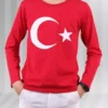 تیشرت بلند آستین بچهگانه قرمز با طرح آرم هلال و ستارهی پرچم ترکیه برند Genel Markalar - 155069485