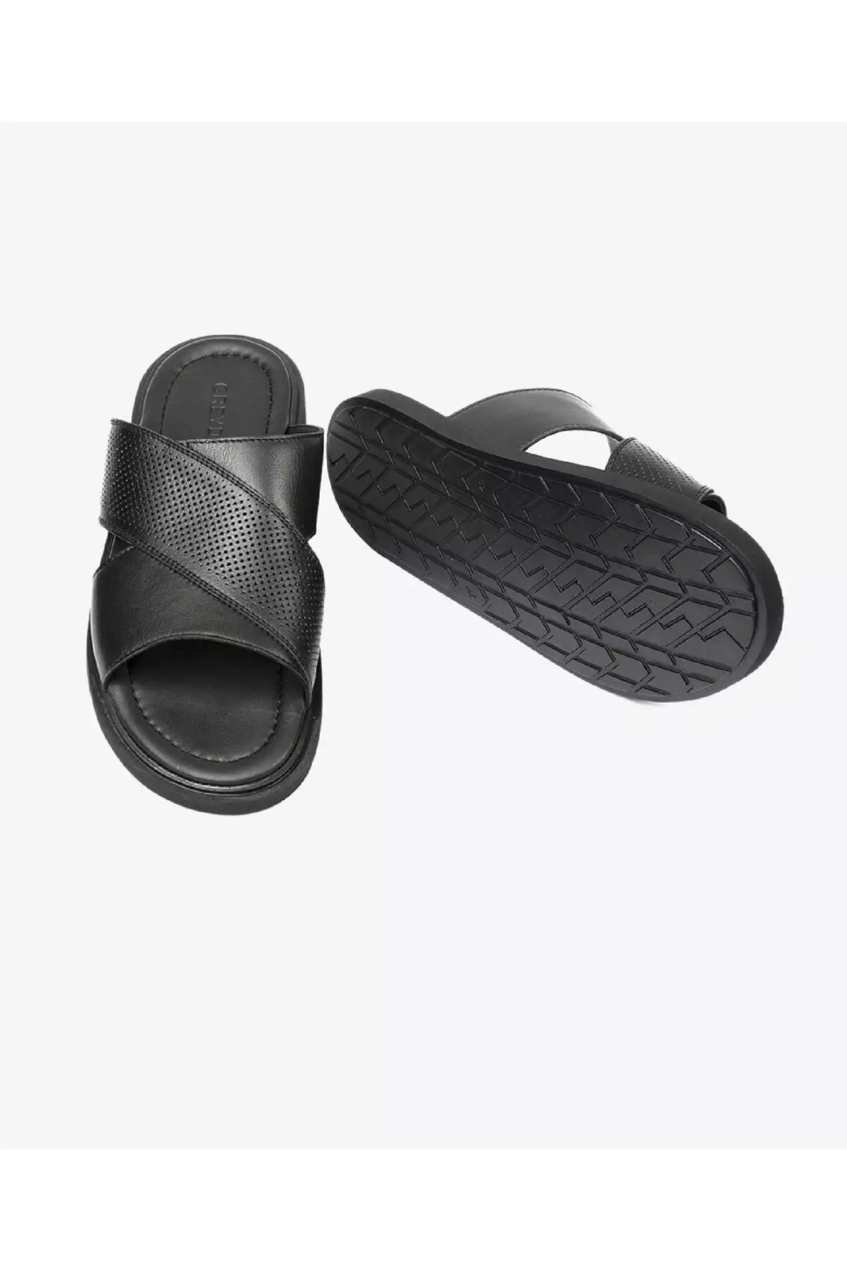 صندل چرمی طبیعی مردانه مشکی برند Greyder - 824641546
