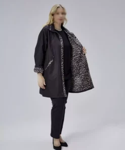 کتریچوت با کلاه و جزئیات پلنگی - مشکی برند KALKANCI - 1030666443