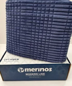 ست پتو یک نفره مدرن لاین ۲ تکه - سرمه‌ای برند Merinos - 467794317