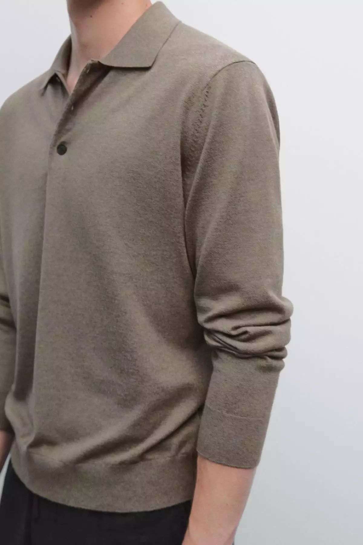 پلیور با یقه پولو از مخلوط پشم پنبه برند Massimo Dutti - 969523505