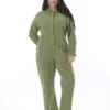 سرهمی زنانه سایز بزرگ رنگ خاکی با جزئیات دکمه و جیب مخفی 65N38726 برند Şans - 897222621