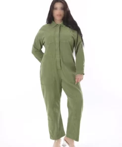 سرهمی زنانه سایز بزرگ رنگ خاکی با جزئیات دکمه و جیب مخفی 65N38726 برند Şans - 897222621