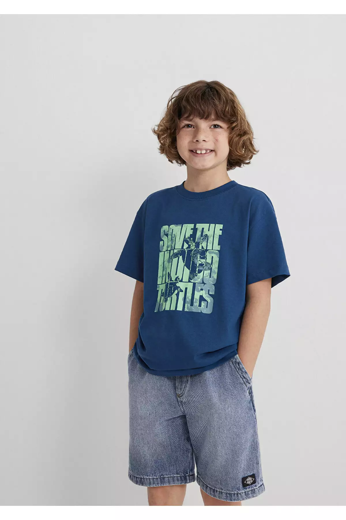 تیشرت آبی چاپی لاکپشتهای ایندیکو - فیت آزاد / برش راحت برند Mavi - 946723039