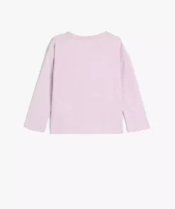 تی‌شرت با طرح گلدار، آستین بلند، یقه گرد و از جنس پنبه با بافت مخصوص برند Koton - 849957536