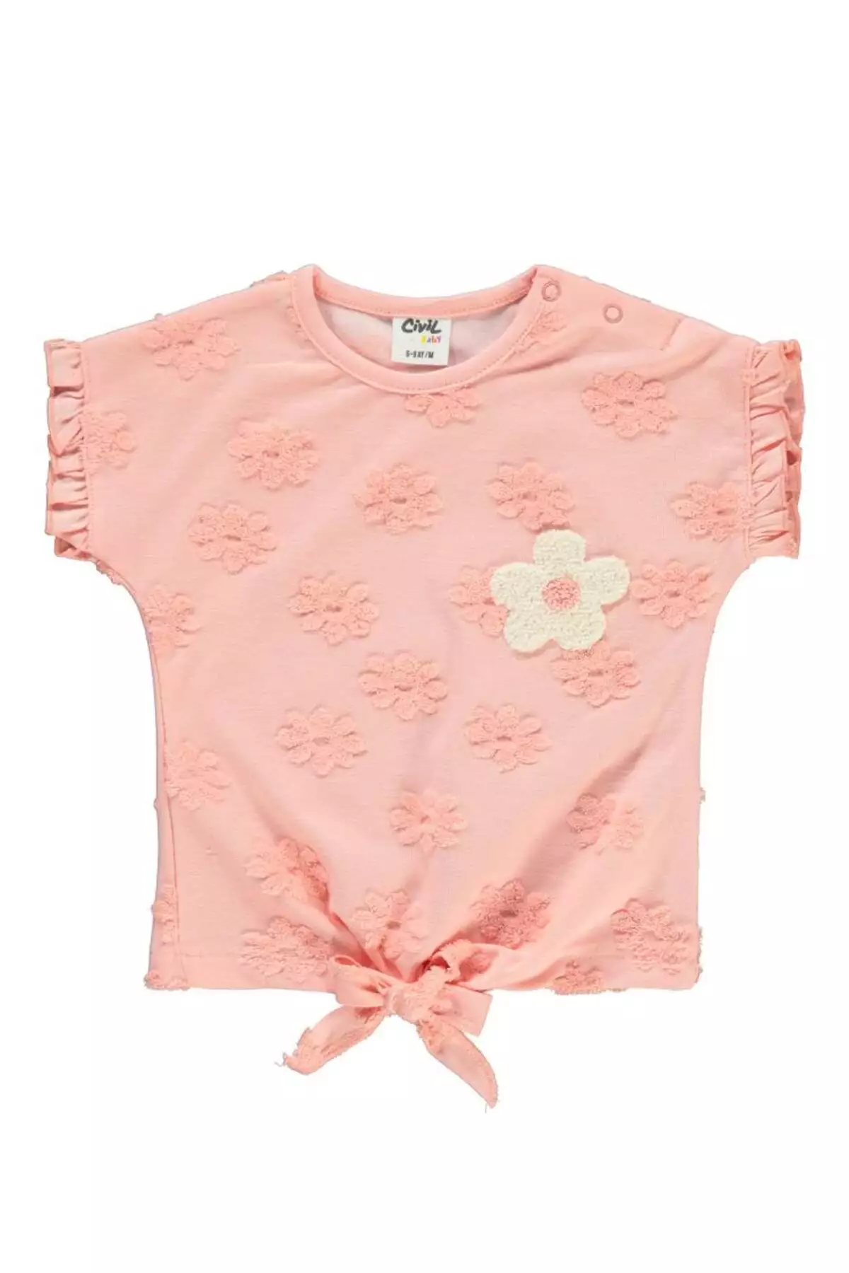 تیشرت دخترانه برای نوزادان ۶ تا ۱۸ ماه، رنگ پودری برند Civil Baby - 819952192