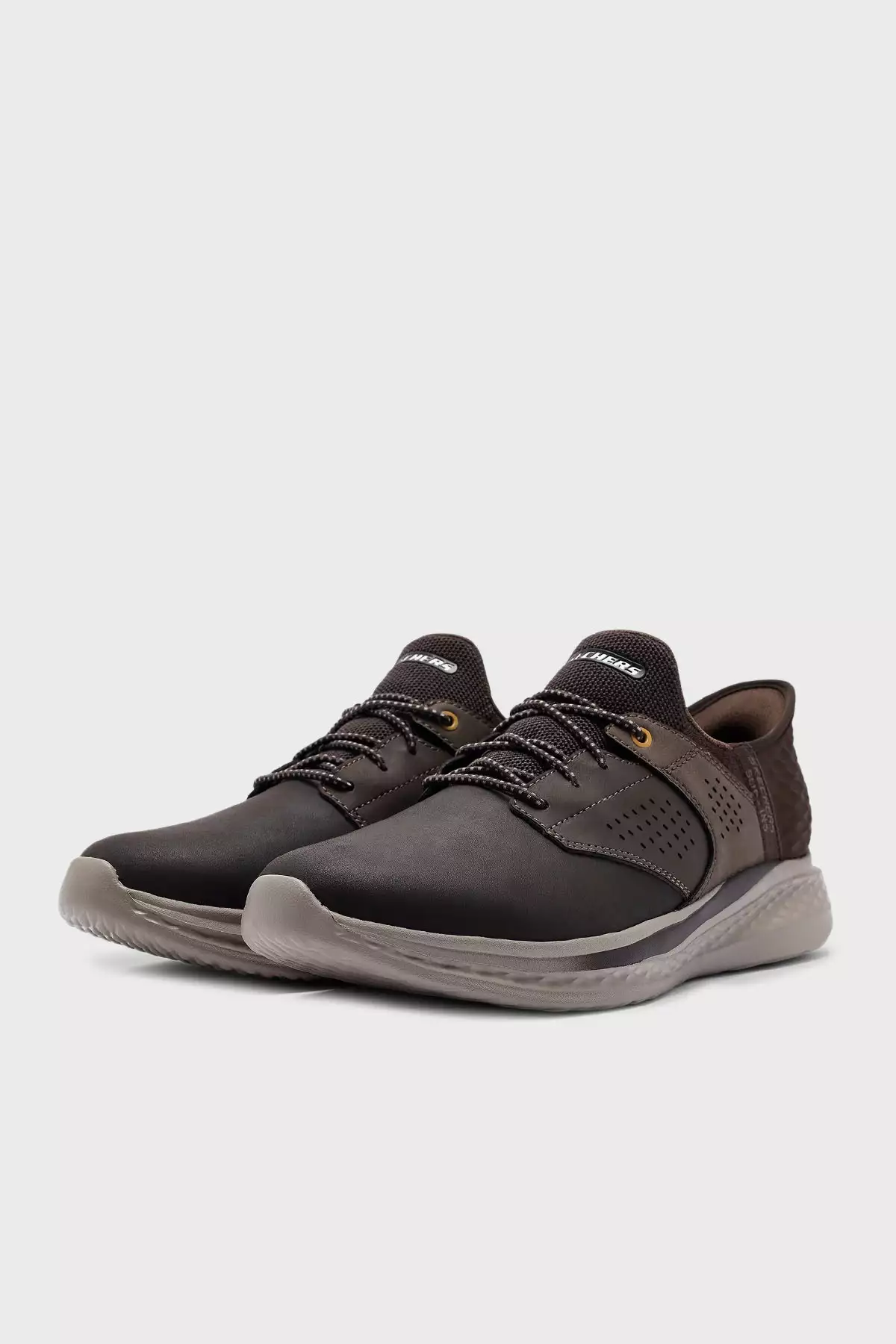 کفش روزمره مردانه اسلید-مکلین با ترکیب چرم 210890 شکلاتی برند Skechers - 1020237740