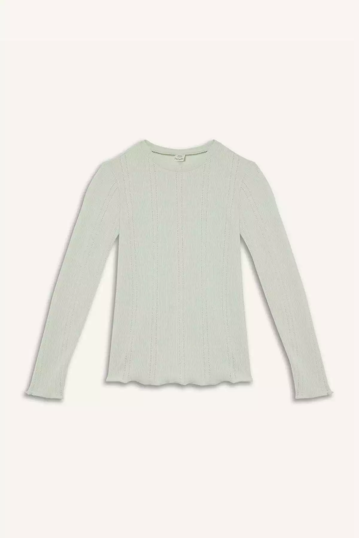 تی شرت دخترانه آستین بلند یقه گرد باریک و طبیعی مدل D9234A825SP برند Defacto - 896899254