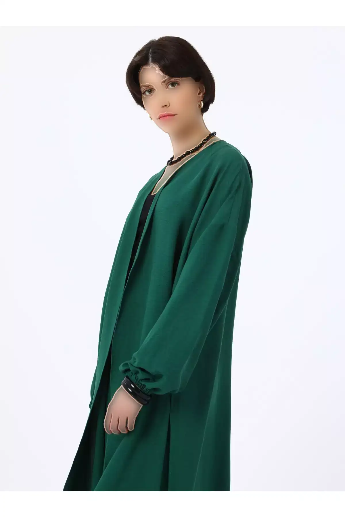 ست دو تکه شلوار کانونی با جزئیات دکمه نرم - سبز زمردی - رفکا برند Refka - 939864699