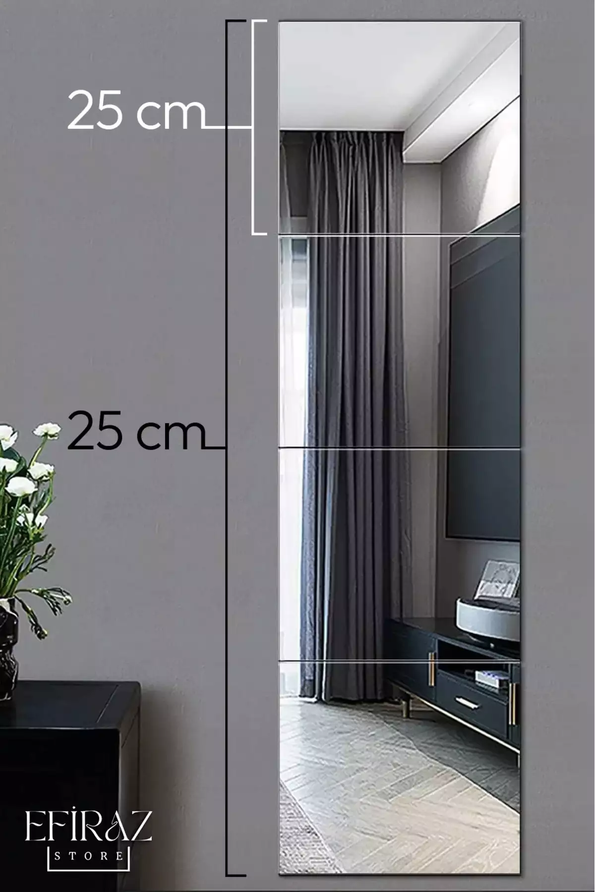 ست آینه دیواری ۴ تکه مربعی - ۲۵x۲۵ سانتیمتر با طراحی مدرن و شیک برند EFİRAZ - 869844374