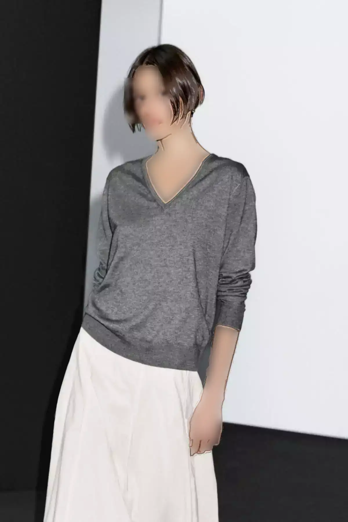 پلیور و یقه V کشبافی پشمی برند Massimo Dutti - 953461062