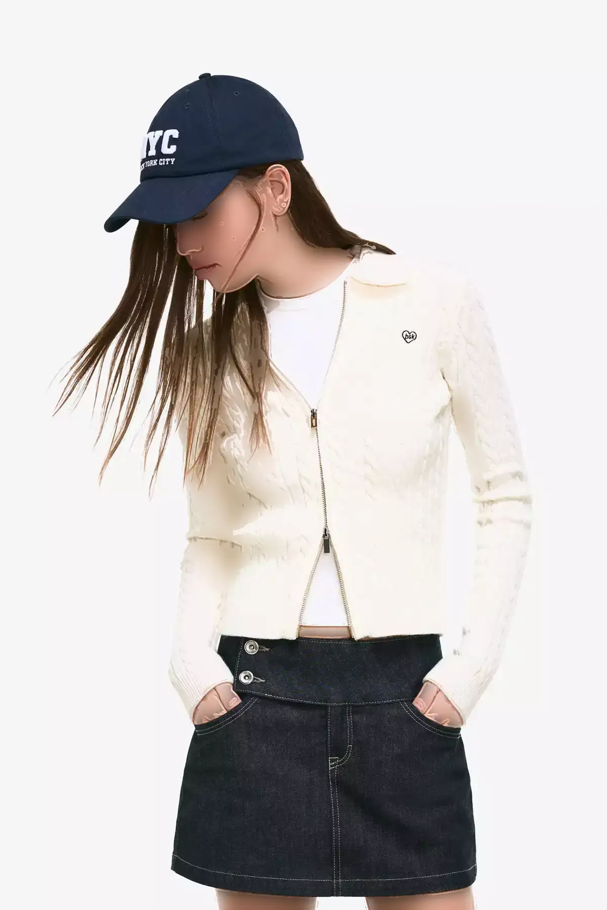 ژاکت با جزئیات بافتنی و یقه پولو برند Bershka - 992657905
