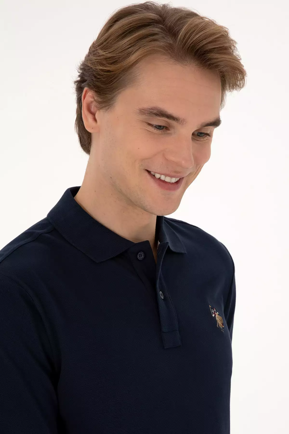 پولوشرت یقه دار آبی تیره مردانه با سایز معمولی 50313772-VR033 برند U.S. Polo Assn. - 979223158