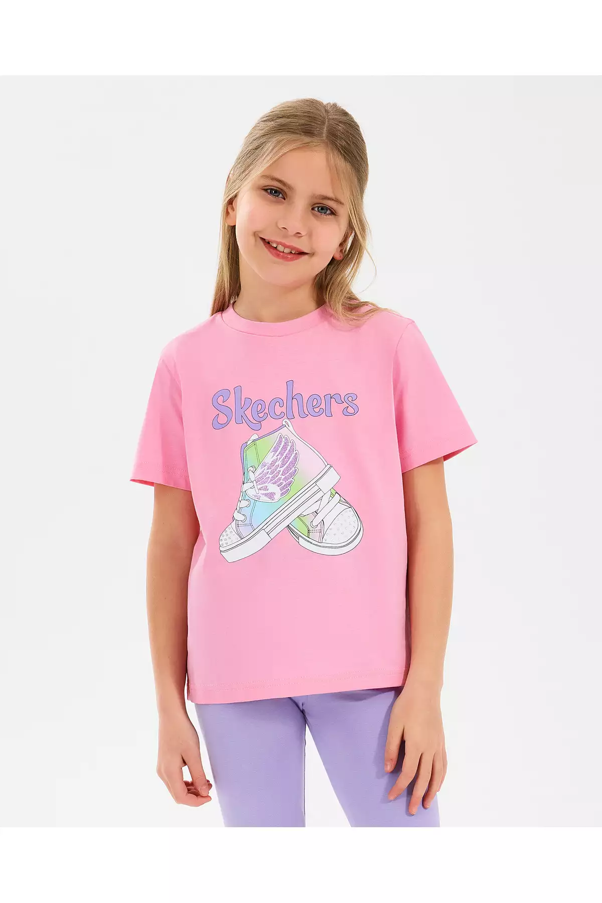 تیشرت گرافیکی دخترانه بزرگ به رنگ صورتی مدل Sk2510019-610 برند Skechers - 928428382