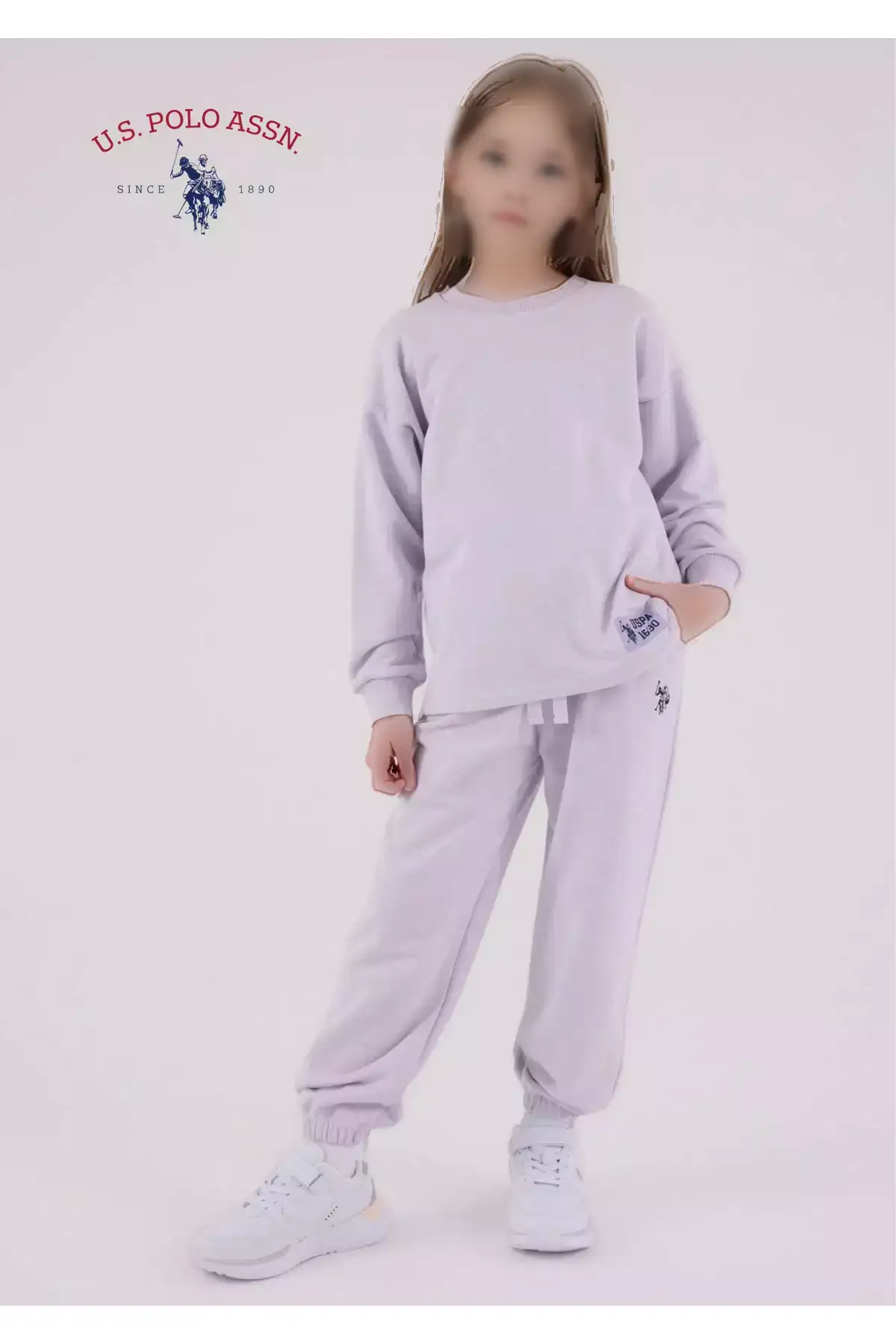 ست ورزشی دخترانه با جزئیات و پارچه پنبهای L1.USP.230.0.001 برند U.S. Polo Assn. - 1020436049