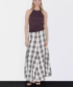 دامن A شکل با الگوی چهارخانه بلند برند Massimo Dutti - 957599407