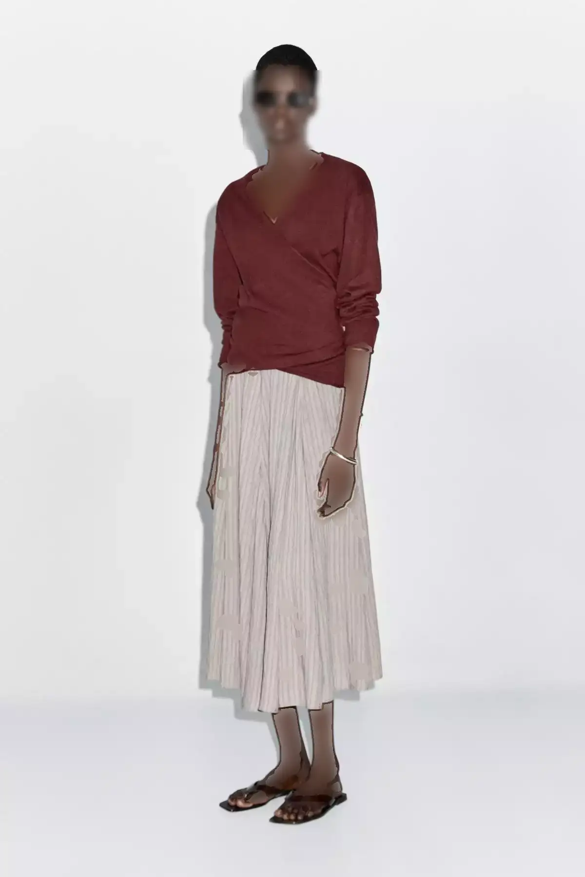 دامن میدی خطدار A شکل برند Massimo Dutti - 979555115
