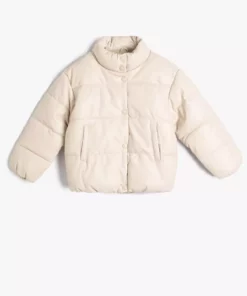 پالتوی بادکنکی یقه ایستاده با زیپ و جزئیات جیب و دکمه دار برند Koton - 765284915