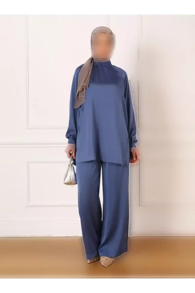 ست دو تکه تونیک و شلوار آبی کهکشان برند Refka - 831532468