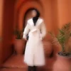 کاپشن زنانه بزرگ با یقه و آستر دار و کمربند فک برند GLR&GYM - 996775344