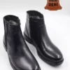 بوت روزمره مشکی زیپدار مردانه از چرم طبیعی، ضد سرما و با کفی ضد لغزش برند nazenintasarımlar - 345992003
