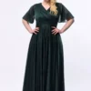 لباس شب شیک با یقه کراوات و آستینهای پیلهای، با پارچه توری و لمه، مناسب برای سایز بزرگ ۳۰۵۱ برند Genel Markalar - 692699562