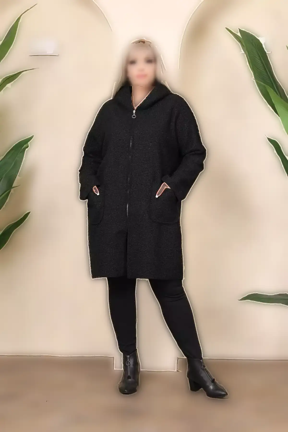 کت با کلیه زیپدار و جیبدار کلاهدار مناسب بانوان سایز بزرگ برند Genel Markalar - 863149374