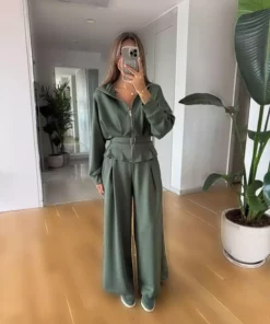 ست مدالی با جزئیات کمربند زنانه برند Marjinal - 991123096