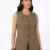 ست دو تکه شلوار و جلیقه کتانی - رنگ خاکی - برند رفکا برند Refka - 940595722