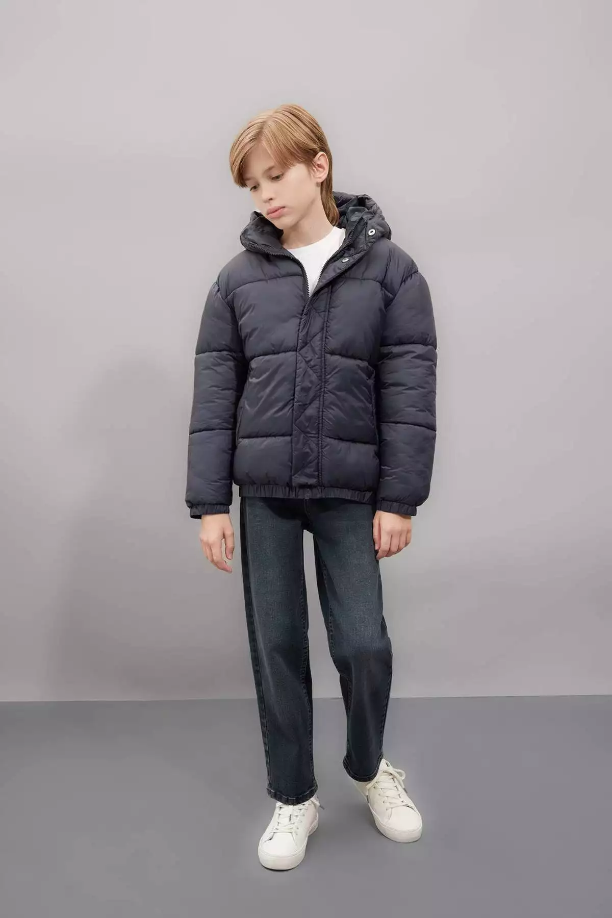 کت پسرانه ضد آب با کلاه و زیپ و دکمهدار C5474A824WN برند Defacto - 868054192