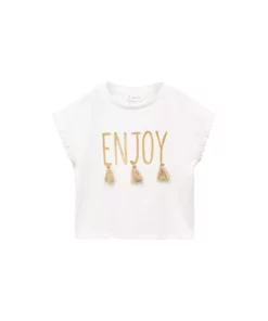 تیشرت دخترانه سفید شکستنی برند MANGO - 839630895