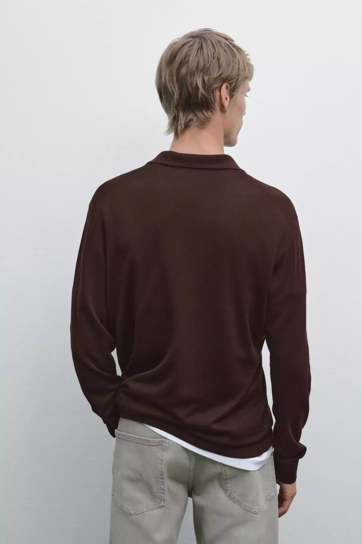 پولوشرت یقه دار بافته شده برند Massimo Dutti - 966123412