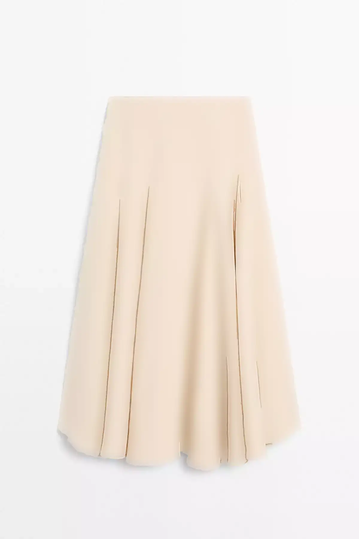 دامن میدی با پارچه مخلوط کتان و چیندار برند Massimo Dutti - 953462514